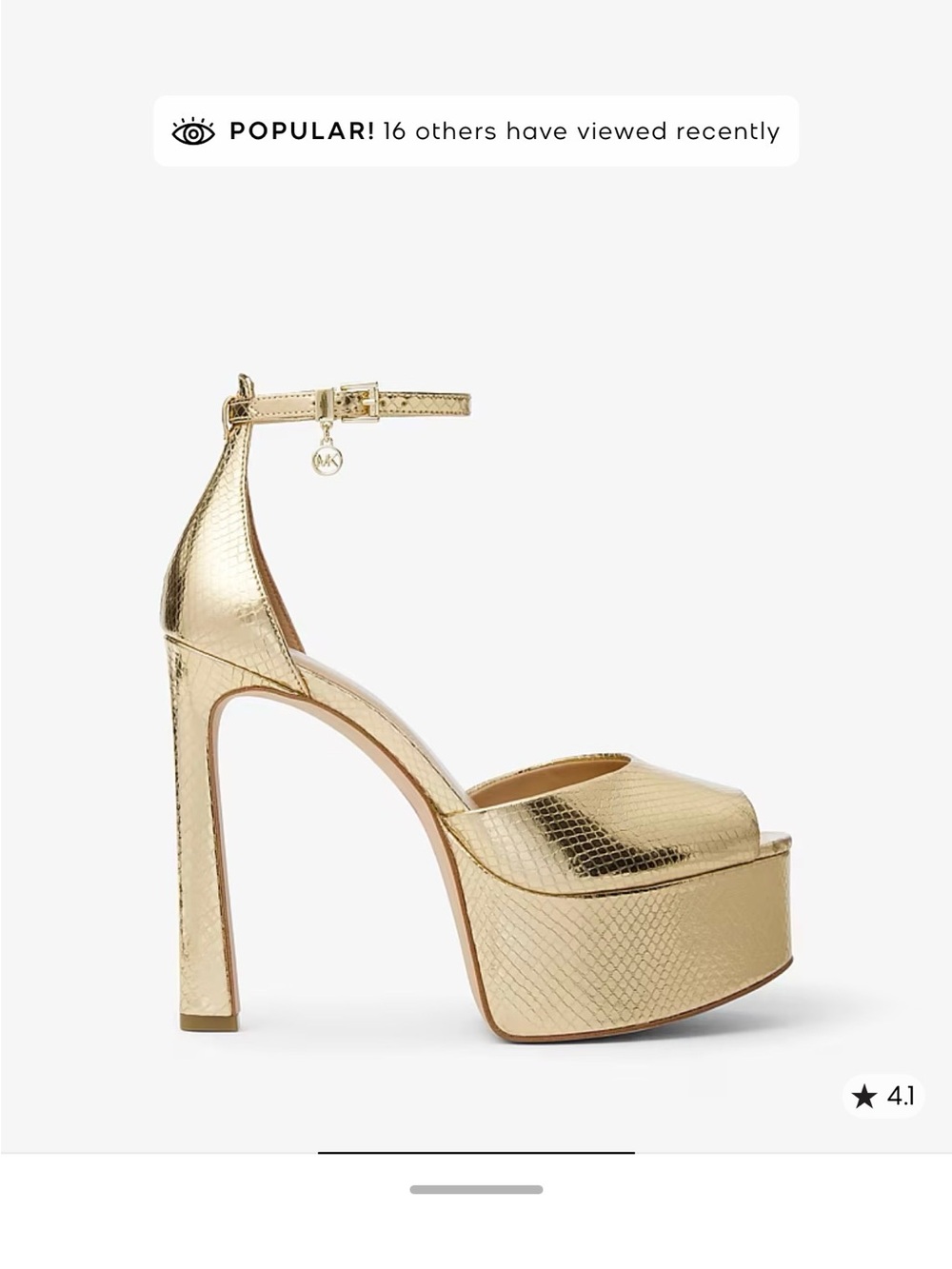 MICHAEL Michael Kors Martina Peep Toe Pump Embossed Snake Lthr Sz 10 MSRP $195